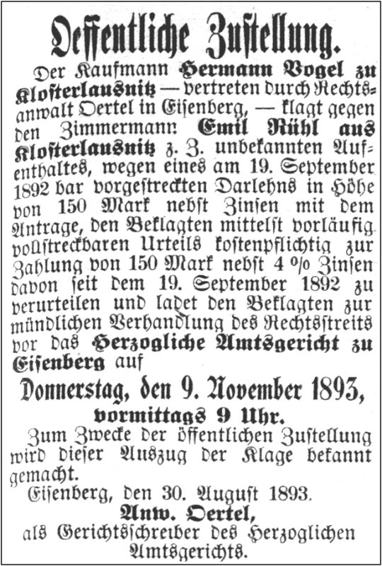 1893-08-30 Kl Oefentliche Zustellung